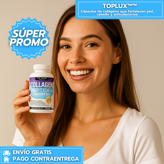 Toplux™: Cápsulas de colágeno que fortalecen piel, cabello y articulaciones.