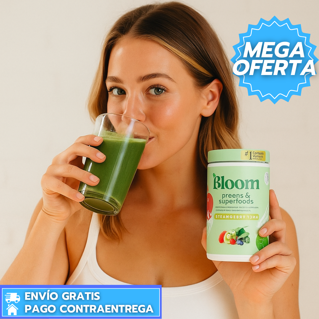 BLOOM™: Suplemento Verde en Polvo que Mejora la Digestión y Aumenta tu Energía Natural.