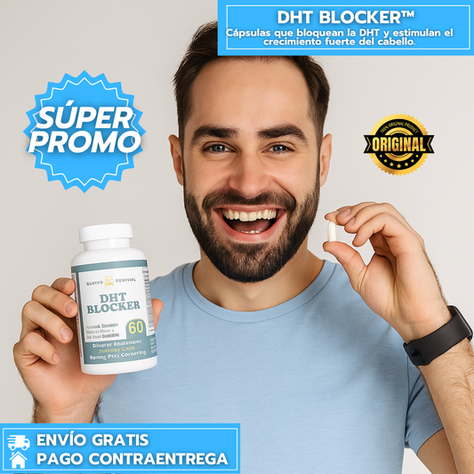 DHT BLOCKER™ ORIGINAL: Cápsulas que bloquean la DHT y estimulan el crecimiento fuerte del cabello.